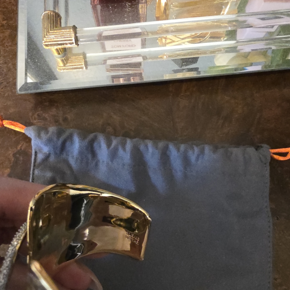 Alexis Bittar Gold Crystal X Cuff Bracelet - Picture 3 of 9